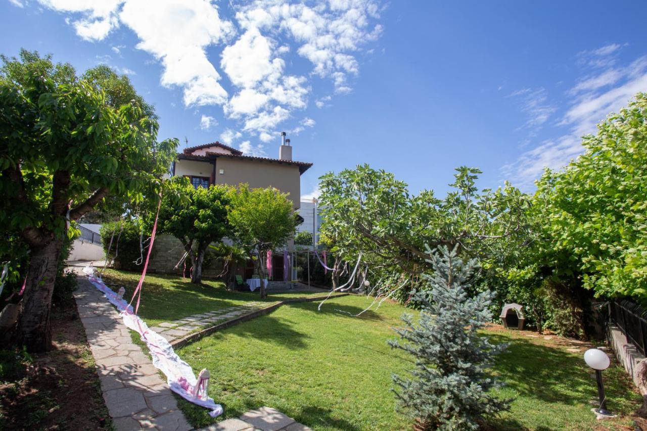 Τraditional Fully Detached Villa On A Luxurious Hillock Of Thessaloniki With Its Own Garden Also For Family & Wedding Gatherings For 10 To 25 People Only 15 Minutes From Airport Eksteriør billede